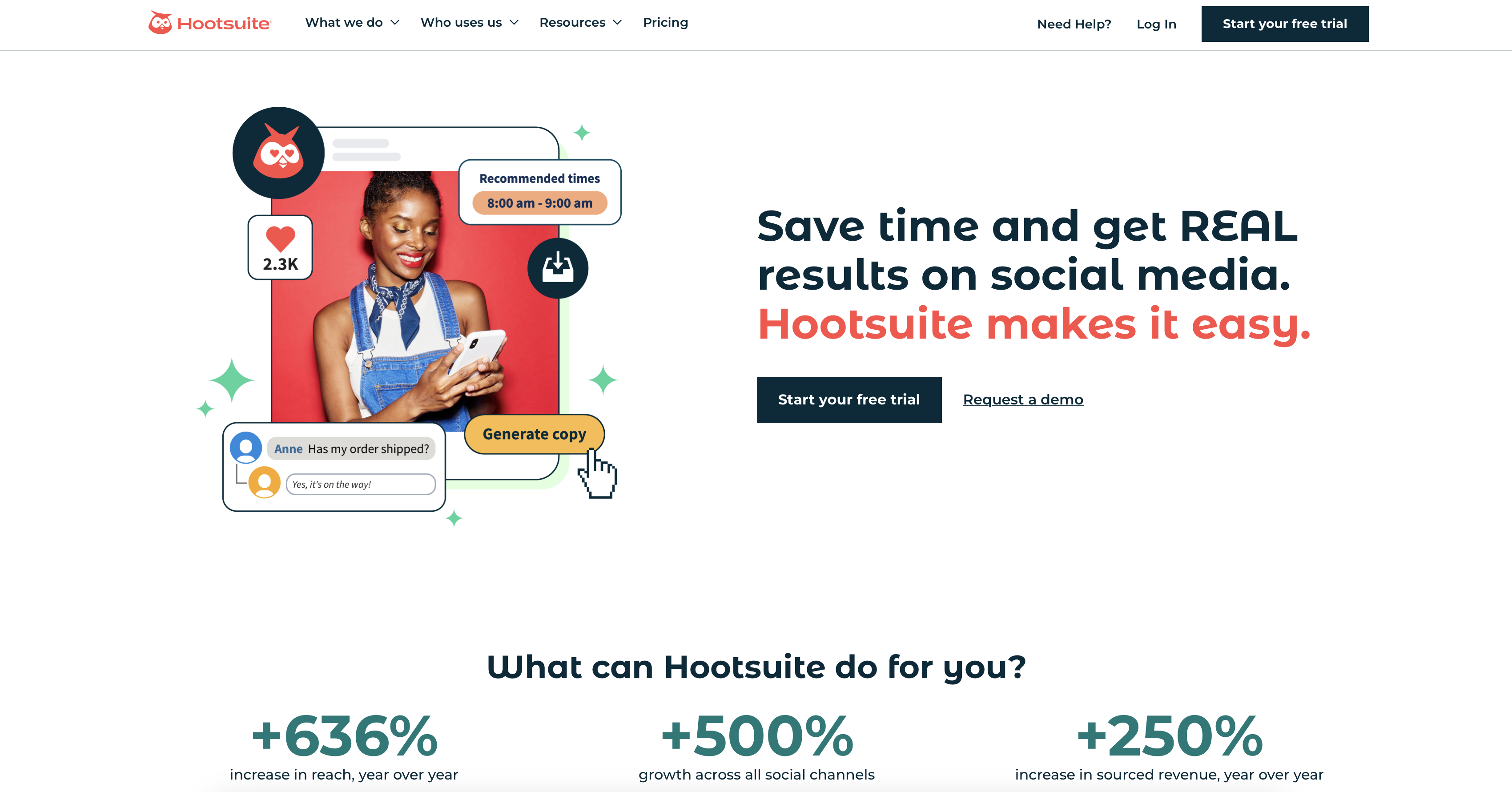 Hootsuite website startpagina